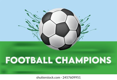 Football champions poster background soccer trophy green ground stadium world cup champions league