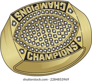 Football Champions Ring (Golden ring with diamonds)