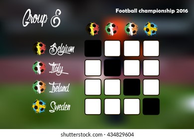 Football championship 2016. Summary table. Vector illustration