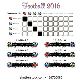 Football championship 2016. Summary table. Vector illustration