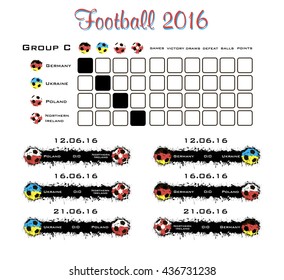 Football championship 2016. Summary table. Vector illustration