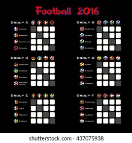 Football championship 2016. Summary table. Vector illustration
