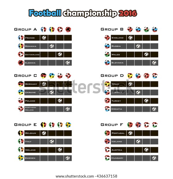 Football Championship 2016 Summary Table Vector Stock Vector