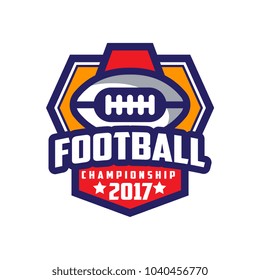 Football championship 2017 logo template, American football emblem, sport team insignia vector Illustration on a white background