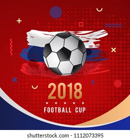 Football Championship 2018 with Ball & Russia Flag