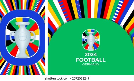 Football Championship 2024 Blue And Green Background Vector Stock Illustration. Not Official Logotype Emblem On Colourful Line Background. Poster Soccer Or Football Championship Template. Europe 2024