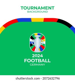 Football Championship 2024 Green Background Vector Stock Illustration. Not Official Logotype Emblem On Colourful Line Abstract Background. Poster Soccer Or Football Championship Template. Europe 2024