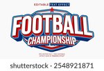 Football championship 3d editable text effect sports template