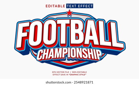 Football championship 3d editable text effect sports template