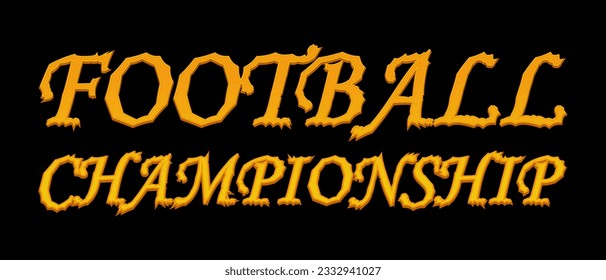 Football championship 3d text, Indian celebration. Hand lettering, sport event. Handwritten inscription with volumetric effect on a black background.