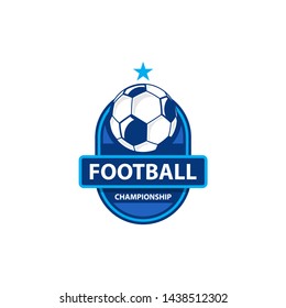 FOOTBALL CHAMPIONSHIP BADGE. FOOTBALL CUP COMPETITION STICKER - VECTOR