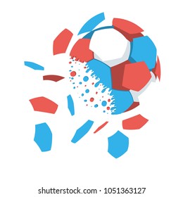 Football championship. From the ball flying fragments.