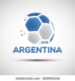 Football championship banner. Flag of Argentina. Vector illustration of abstract soccer ball with Argentine national flag colors for your design