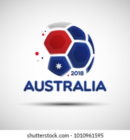 Football championship banner. Flag of Australia. Vector illustration of abstract soccer ball with Australian national flag colors for your design