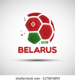 Football championship banner. Flag of Belarus. Vector illustration of abstract soccer ball with Belarusian national flag colors for your design