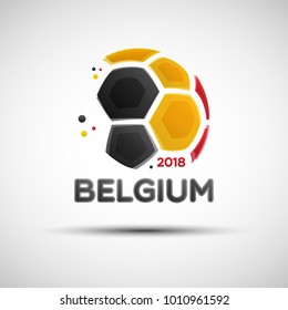 Football championship banner. Flag of Belgium. Vector illustration of abstract soccer ball with Belgian national flag colors for your design