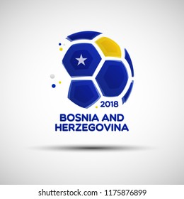 Football championship banner. Flag of Bosnia and Herzegovina. Vector illustration of abstract soccer ball with Bosnian and Herzegovinian national flag colors for your design