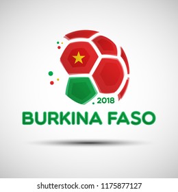 Football championship banner. Flag of Burkina Faso. Vector illustration of abstract soccer ball with Burkina Faso national flag colors for your design