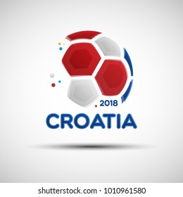 Football championship banner. Flag of Croatia. Vector illustration of abstract soccer ball with Croatian national flag colors for your design