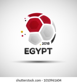 Football championship banner. Flag of Egypt. Vector illustration of abstract soccer ball with Egyptian national flag colors for your design