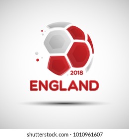 Football championship banner. Flag of England. Vector illustration of abstract soccer ball with English national flag colors for your design