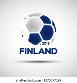 Football championship banner. Flag of Finland. Vector illustration of abstract soccer ball with Finnish national flag colors for your design