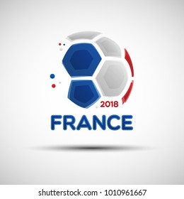 Football championship banner. Flag of France. Vector illustration of abstract soccer ball with French national flag colors for your design