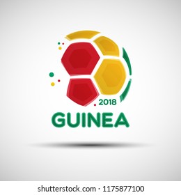 Football championship banner. Flag of Guinea. Vector illustration of abstract soccer ball with Guinean national flag colors for your design