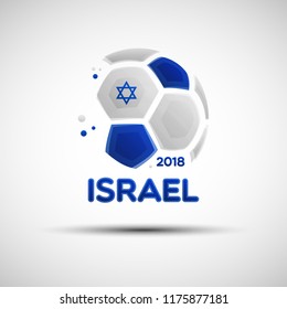 Football championship banner. Flag of Israel. Vector illustration of abstract soccer ball with Israel national flag colors for your design