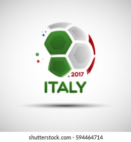 Football championship banner. Flag of Italy. Vector illustration of abstract soccer ball with Italian national flag colors for your design