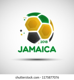 Football championship banner. Flag of Jamaica. Vector illustration of abstract soccer ball with Jamaican national flag colors for your design