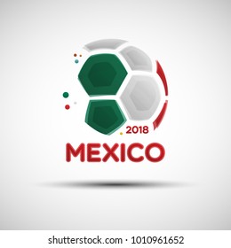 Football championship banner. Flag of Mexico. Vector illustration of abstract soccer ball with Mexican national flag colors for your design