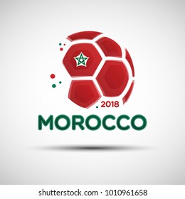 Football championship banner. Flag of Morocco. Vector illustration of abstract soccer ball with Moroccan national flag colors for your design