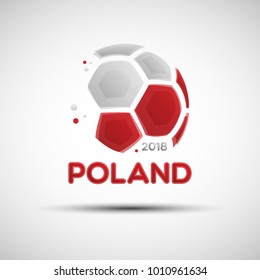 Football championship banner. Flag of Poland. Vector illustration of abstract soccer ball with Polish national flag colors for your design