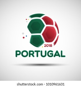 Football Championship Banner. Flag Of Portugal. Vector Illustration Of Abstract Soccer Ball With Portuguese National Flag Colors For Your Design