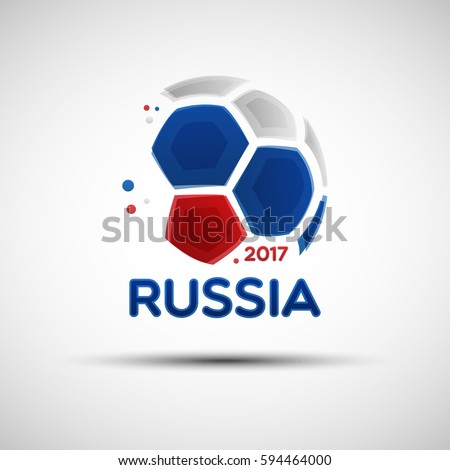 Football championship banner. Flag of Russia. Vector illustration of abstract soccer ball with Russian national flag colors for your design