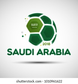 Football championship banner. Flag of Saudi Arabia. Vector illustration of abstract soccer ball with Saudi Arabian national flag colors for your design