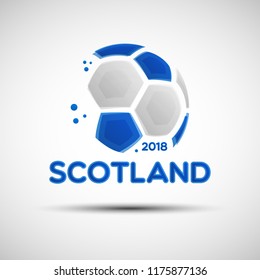 Football championship banner. Flag of Scotland. Vector illustration of abstract soccer ball with Scottish national flag colors for your design