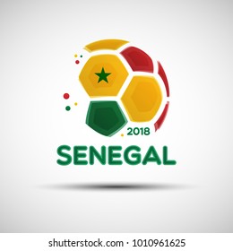 Football championship banner. Flag of Senegal. Vector illustration of abstract soccer ball with Senegalese national flag colors for your design