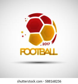 Football championship banner. Flag of Spain. Vector illustration of abstract soccer ball with Spanish national flag colors for your design