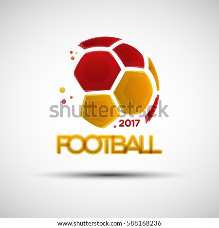 Football championship banner. Flag of Spain. Vector illustration of abstract soccer ball with Spanish national flag colors for your design