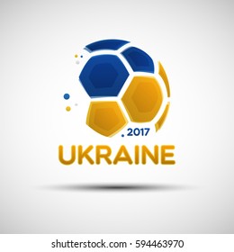 Football championship banner. Flag of Ukraine. Vector illustration of abstract soccer ball with Ukrainian national flag colors for your design