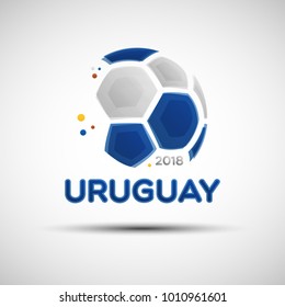 Football championship banner. Flag of Uruguay. Vector illustration of abstract soccer ball with Uruguayan national flag colors for your design