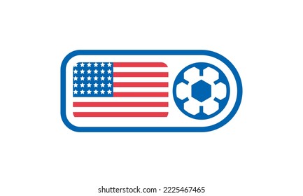 Football championship banner. Flag of USA. Vector illustration of soccer ball with national flag
