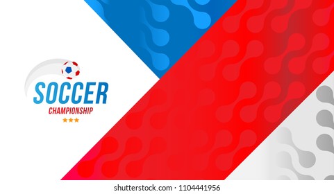 Football championship. Banner template horizontal format with a football ball and text on a background.