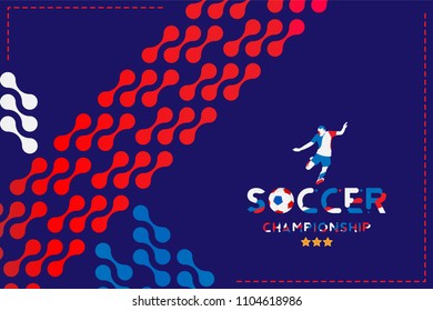 Football championship. Banner template horizontal format with a football ball and original text on a background.