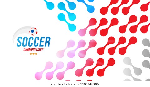 Football championship. Banner template horizontal format with a football ball and text on a background with a bright light effect.