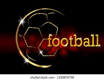 Football Championship Banner. Vector Illustration Of Abstract Golden Soccer Ball For Your Design