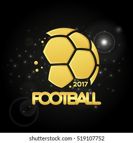 Football championship banner. Vector illustration of abstract golden soccer ball for your design