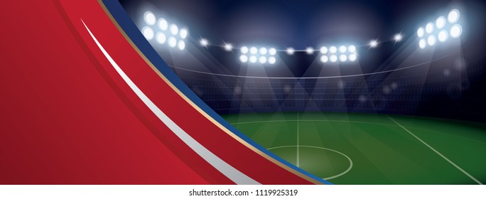 Football championship competition banner background with stadium at night